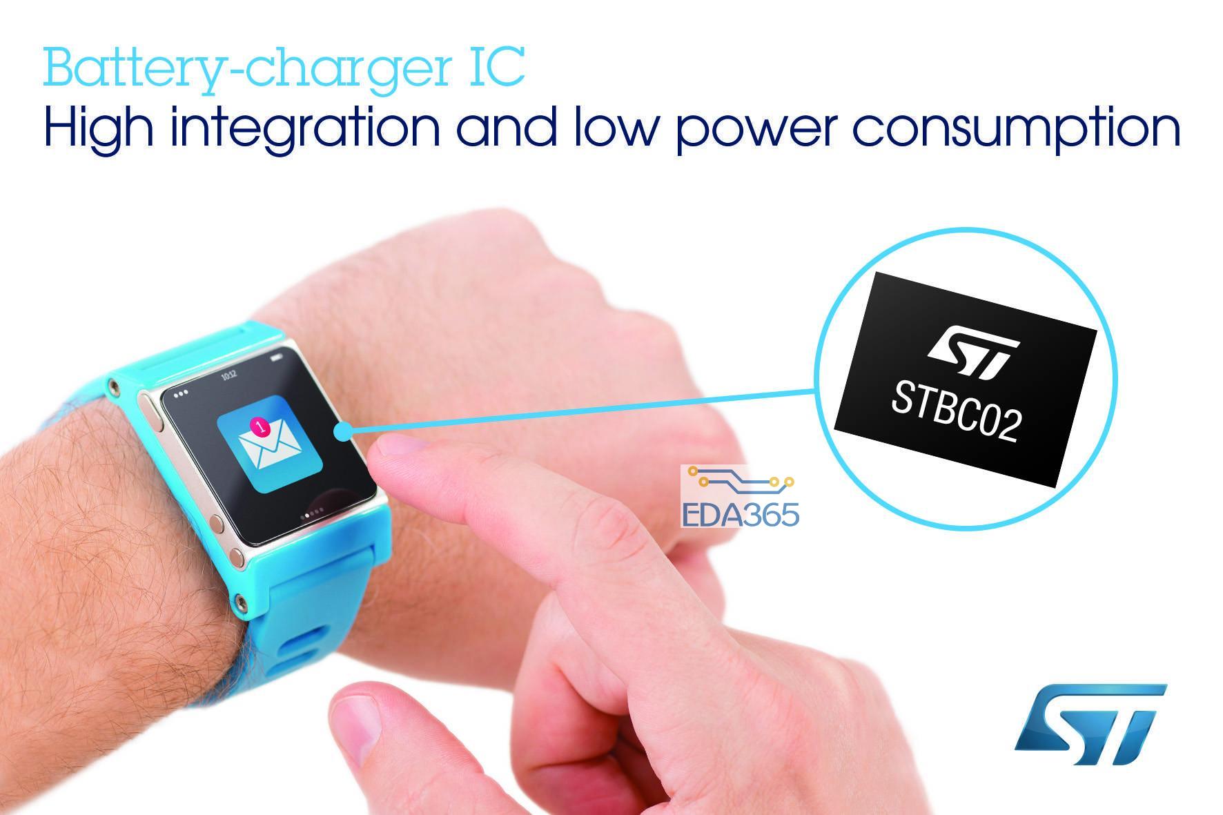 ST新充电器芯片减少穿戴和便携式产品的成本和上市时间