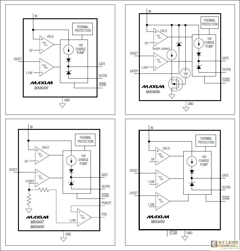 MAX6495–MAX6499低电流过压保护电路