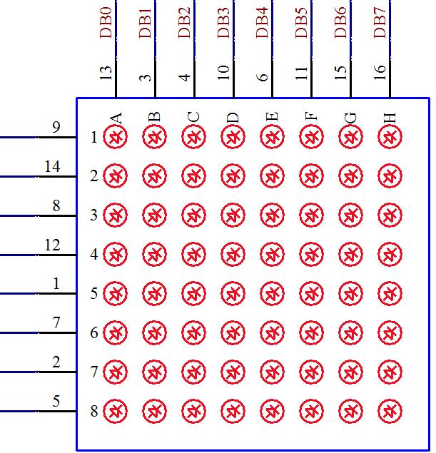 图 7-2  8*8 点阵结构原理图